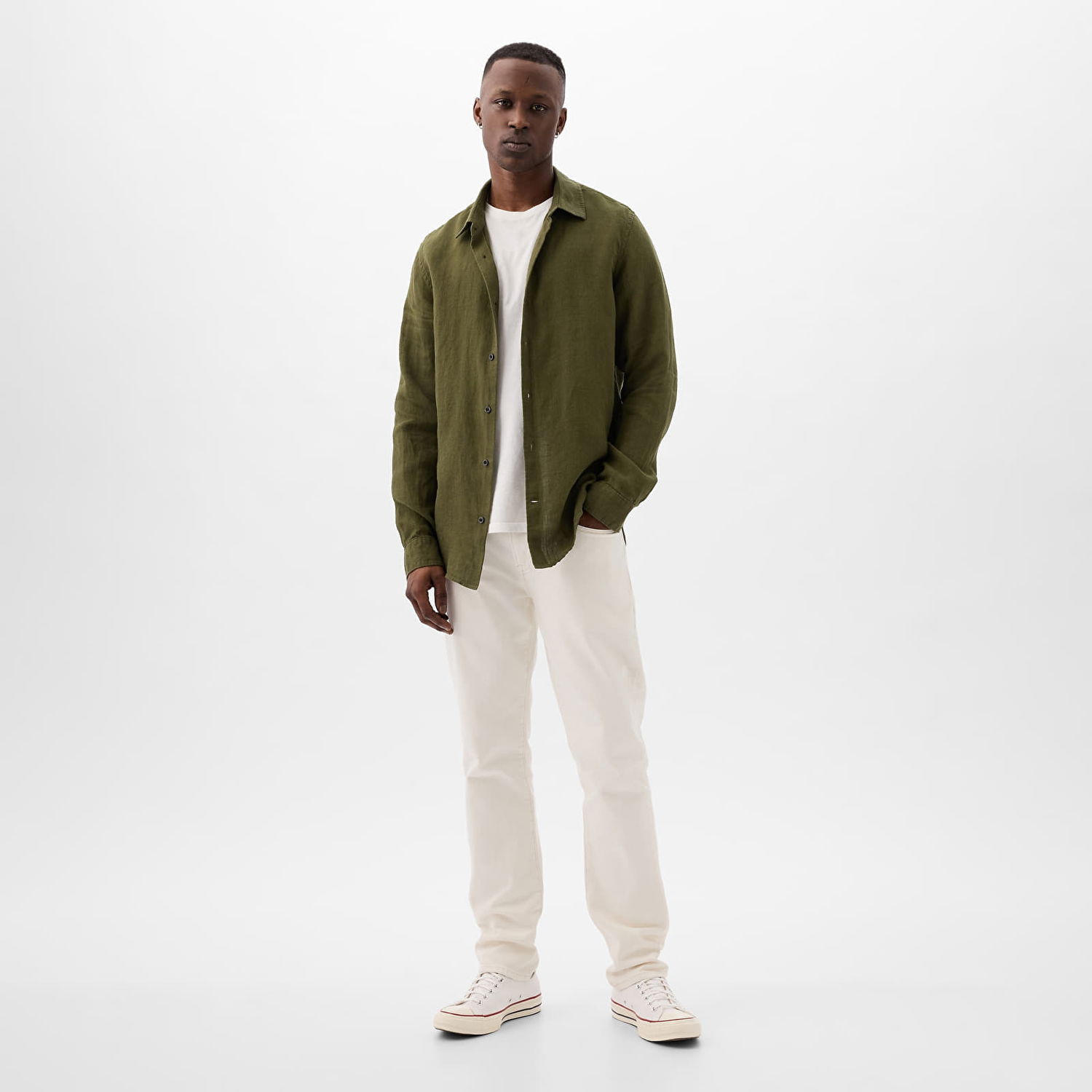 Яке GAP Longsleeve Linen Shirt Army Jacket Green Зелено | 855351-00, 1