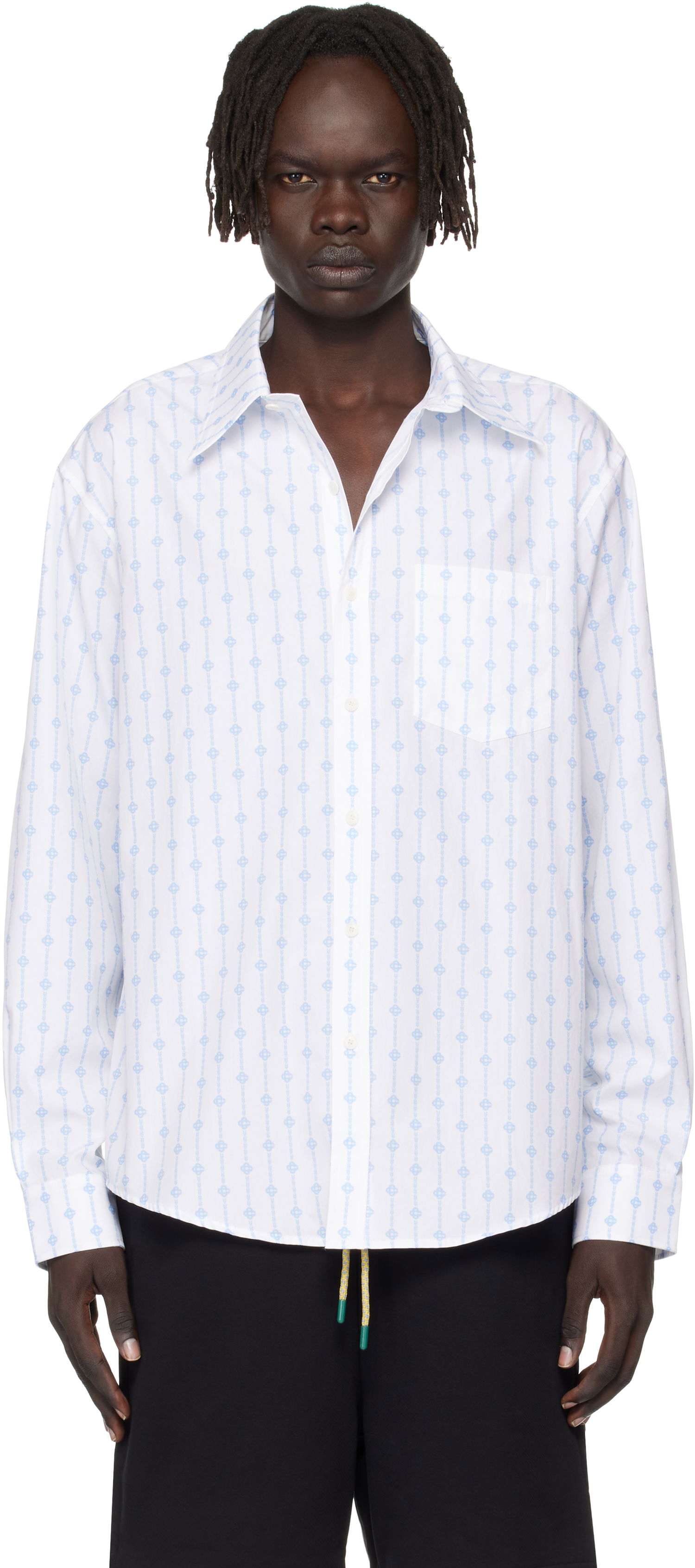 Риза Casablanca Casablanca Monogram Oxford Shirt Бяло | MPF25-SH-155-01, 0