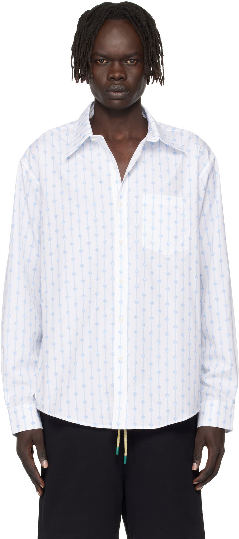 Риза Casablanca Casablanca Monogram Oxford Shirt Бяло | MPF25-SH-155-01