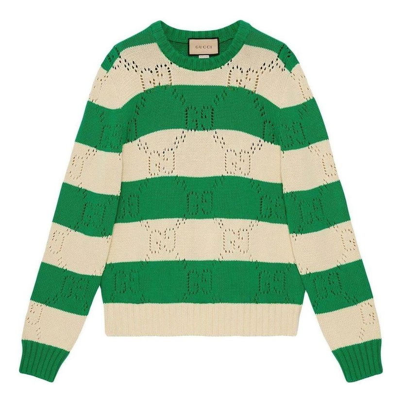 Пуловер Gucci Striped Knit Sweater Зелено | 729536-XKC0T-9762