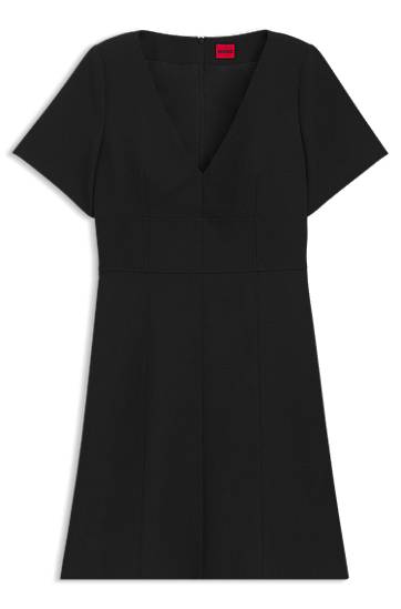 Pокля BOSS V-Neck Dress with Removable Shoulder Pads Черно | 50542656