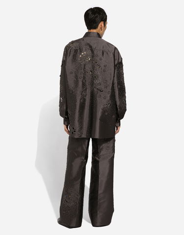 Панталони Dolce & Gabbana Cropped Trousers With Floral Appliqués Кафяво | GP01PZGH638S9000, 2