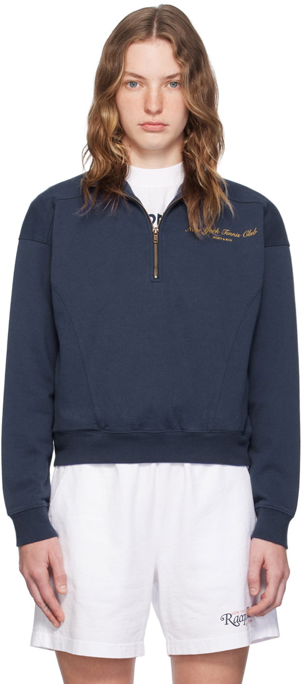 Суитчър Sporty & Rich Navy 'NY Tennis Club' Sweatshirt Тъмно синьо | WS069S406NN