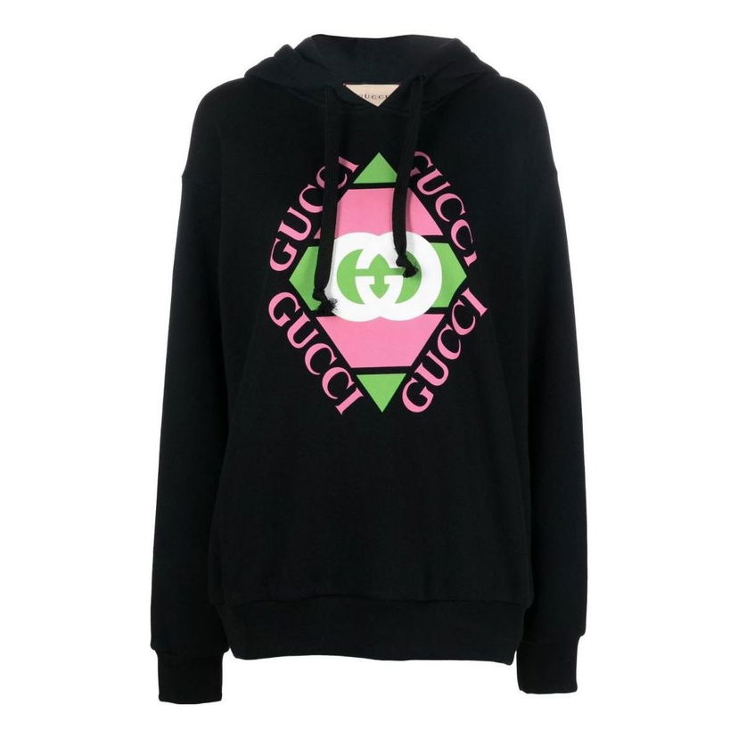 Суитчър Gucci Logo Print Cotton Hoodie Черно | 717427-XJEV6-1082