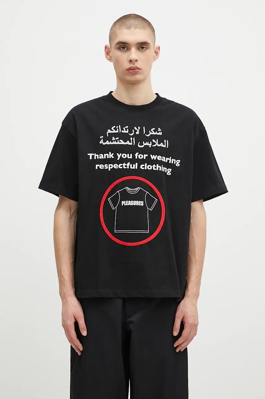 Тениска Pleasures Respect Heavyweight T-Shirt Черно | P24F041, 0