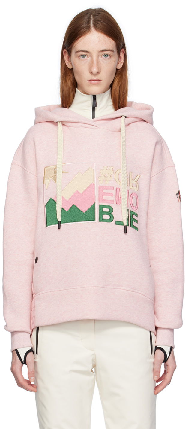 Суитчър Moncler Grenoble Embroidered Hoodie Розово | I20988G00019899RH, 0