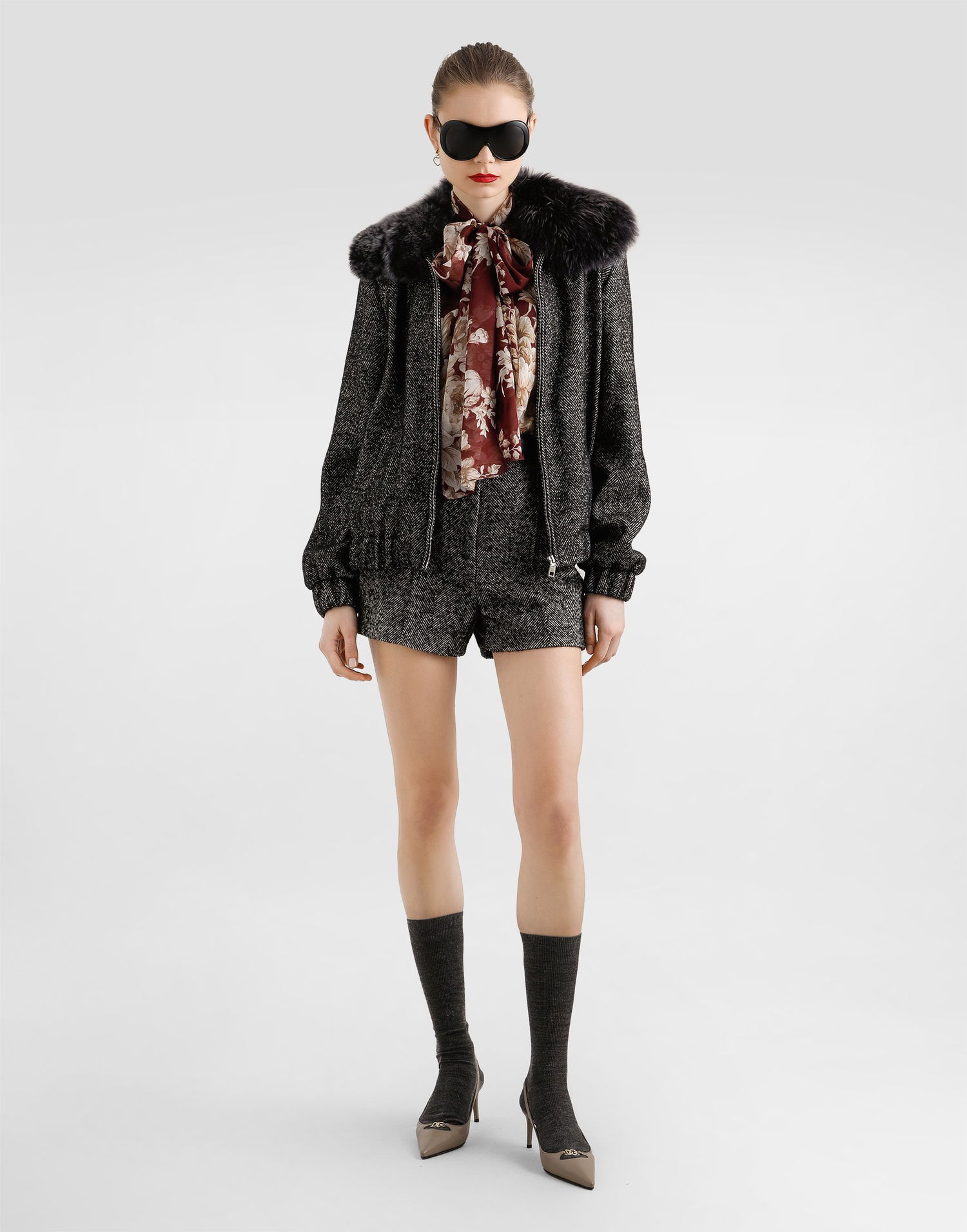 Къси панталони Dolce & Gabbana Dolce & Gabbana Chevron Wool Blend Shorts Сиво | FTDDYTFCZAGS8030, 1
