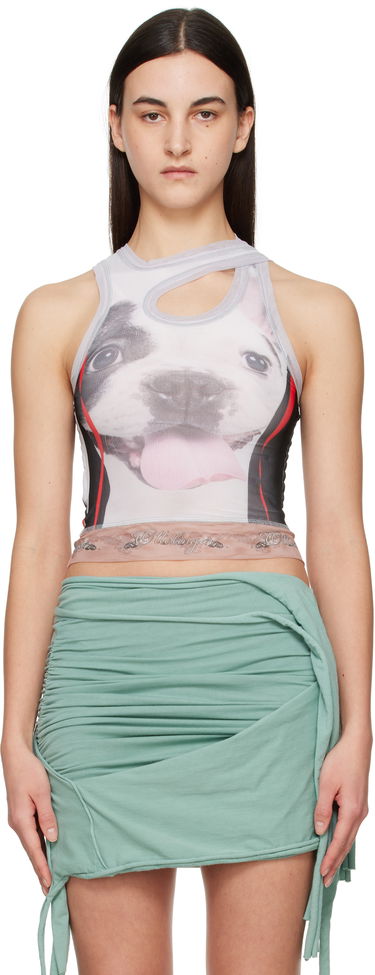 Потник Ottolinger Ottolinger Mesh Dog Print Cutout Tank Top Бяло | 10110060102, 0