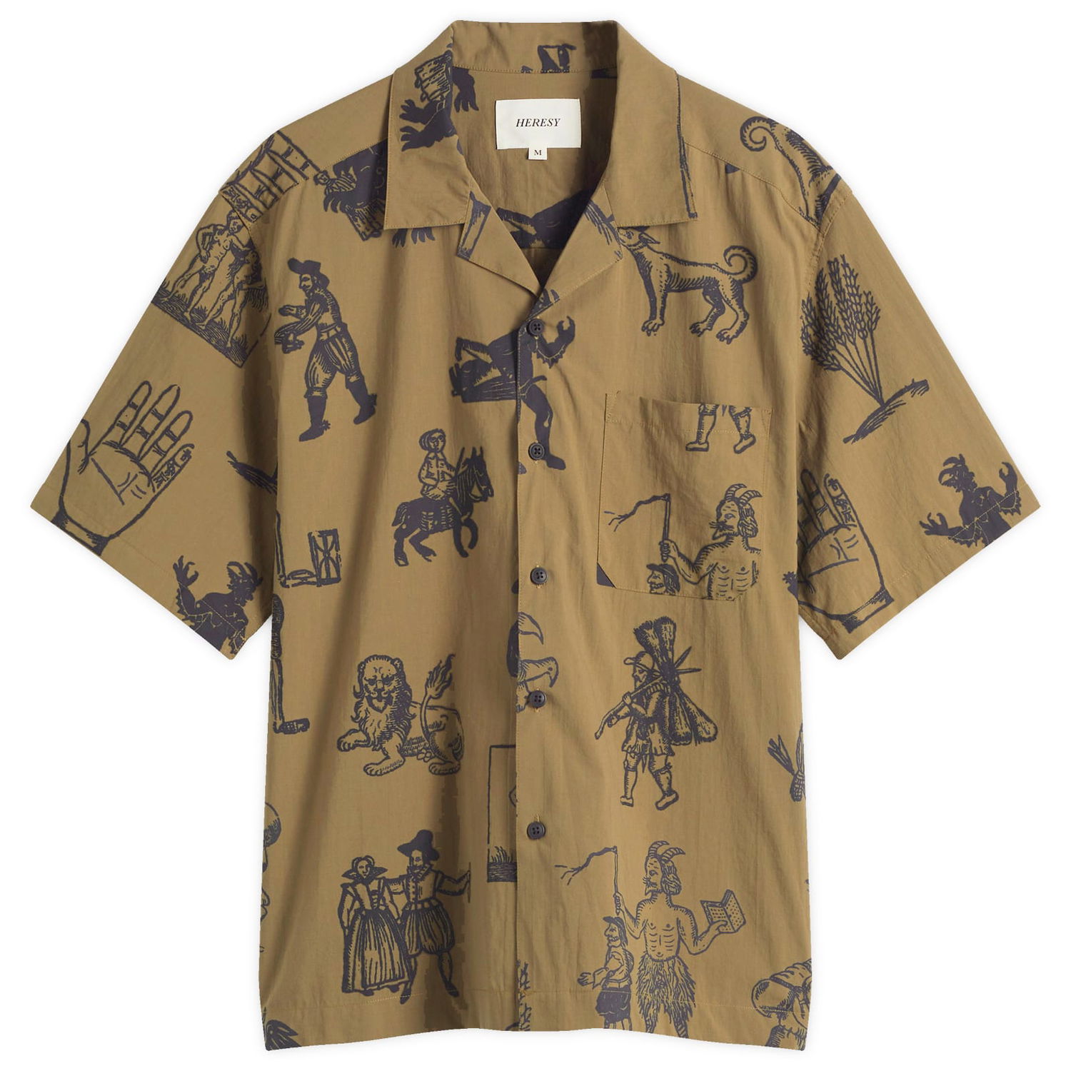 Риза Heresy Heresy Woodcut Print Shirt Кафяво | HSS25-CS02G, 1