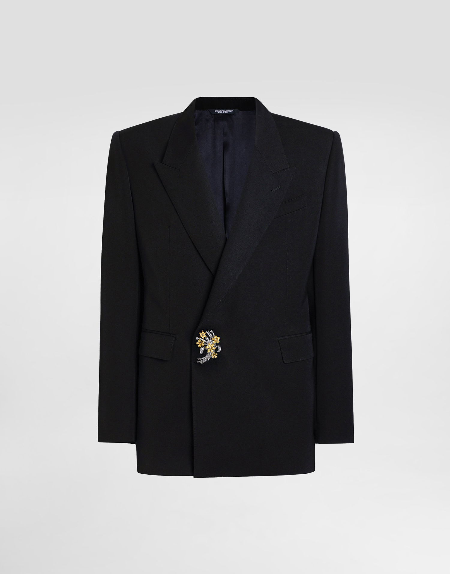 Яке Dolce & Gabbana Dolce & Gabbana Double-breasted Wool Gabardine Jacket Черно | G2VS9ZFU21EN0000, 0