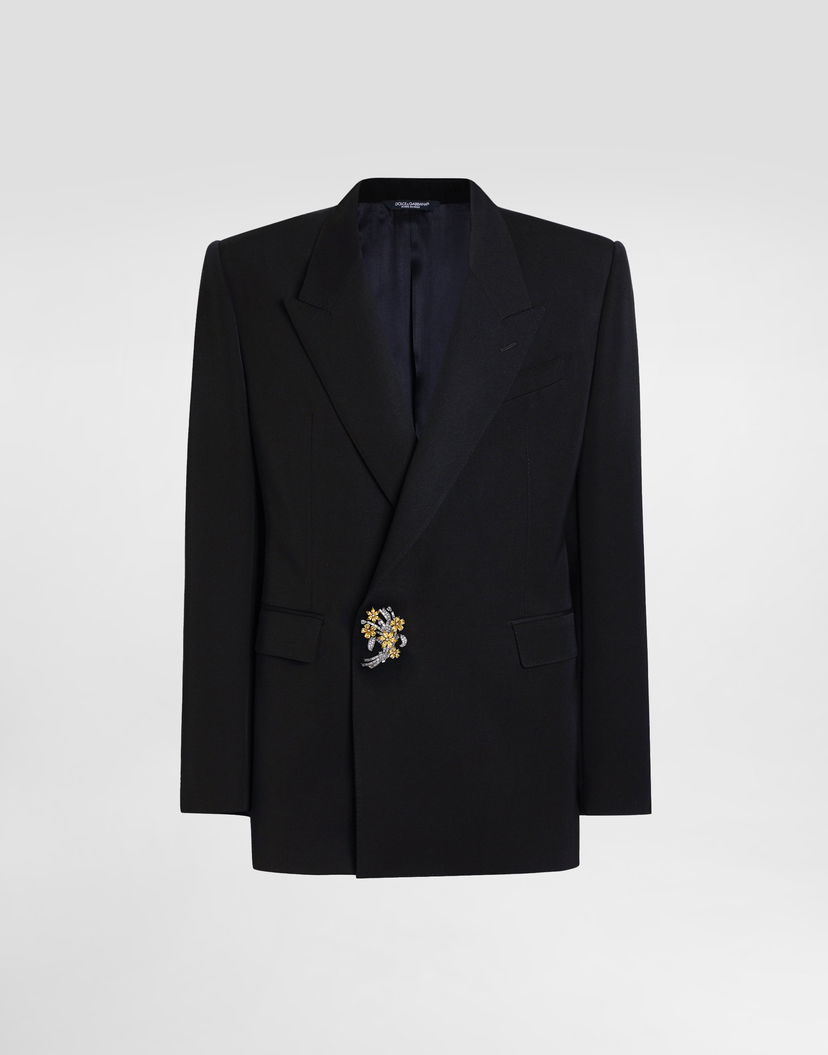 Яке Dolce & Gabbana Dolce & Gabbana Double-breasted Wool Gabardine Jacket Черно | G2VS9ZFU21EN0000