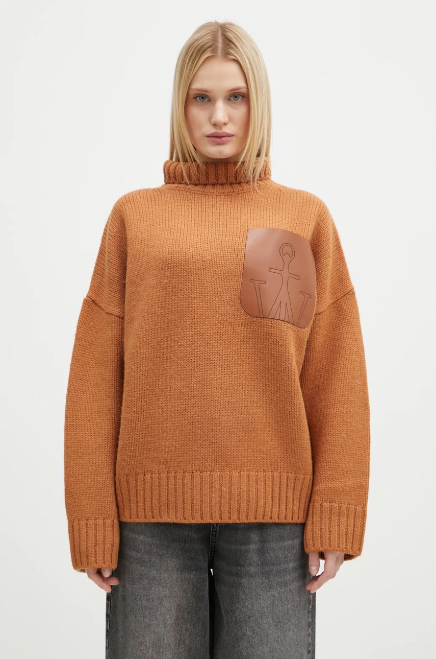 Пуловер JW Anderson JW Anderson Leather Patch Pocket Turtleneck Jumper Кафяво | KW1292.YN0367.619, 0