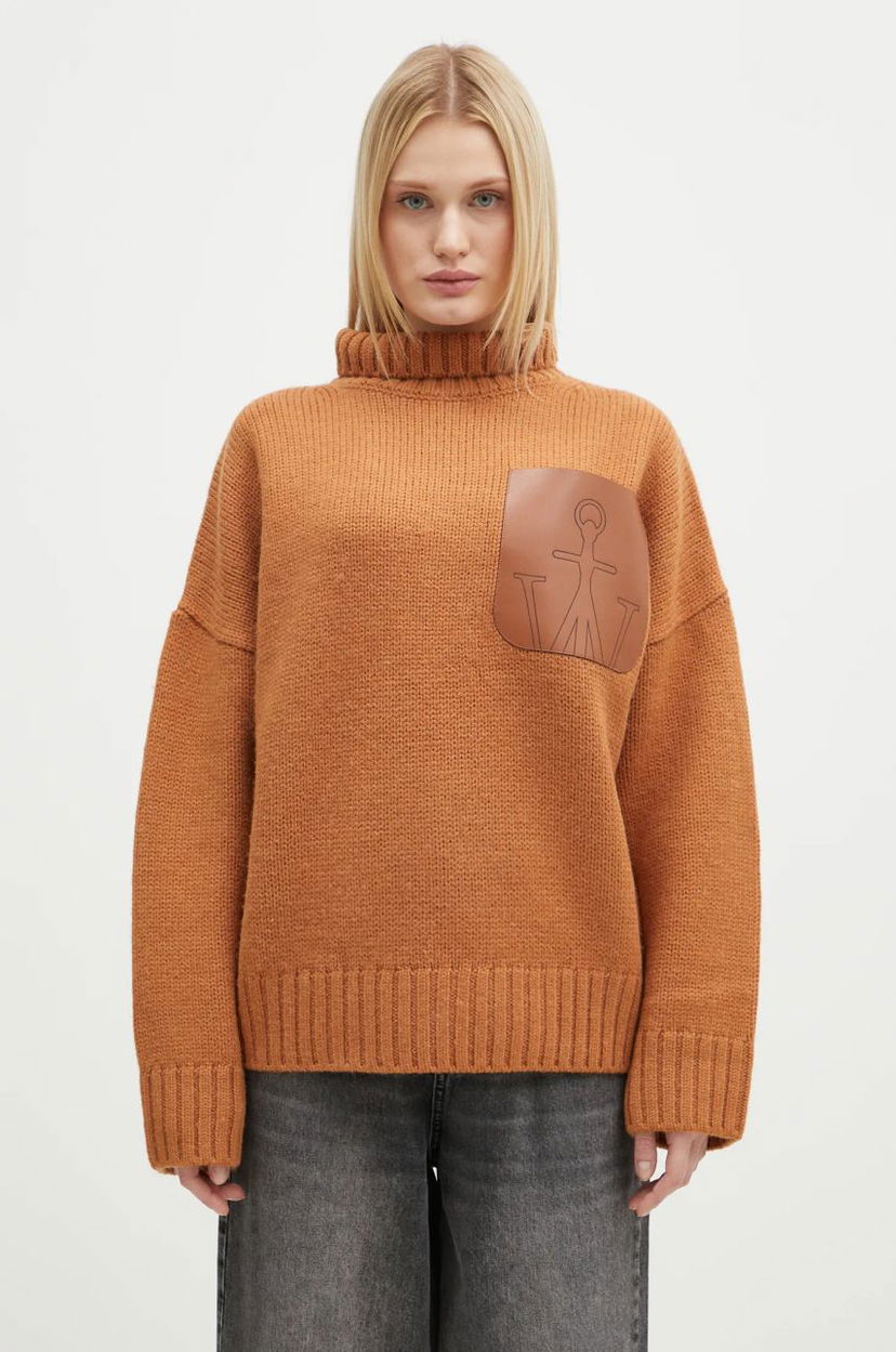 Пуловер JW Anderson JW Anderson Leather Patch Pocket Turtleneck Jumper Кафяво | KW1292.YN0367.619