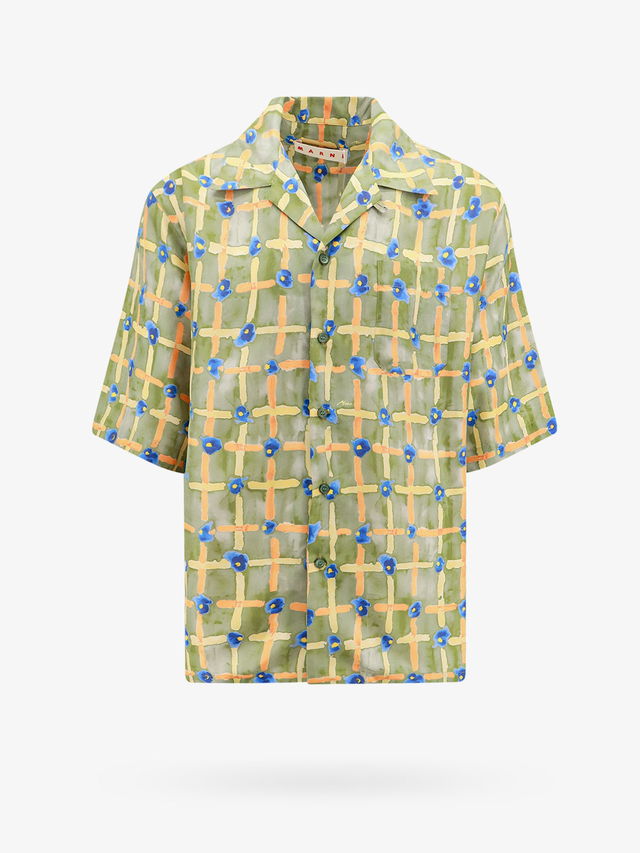 Green Short Sleeve Patterned Shirt