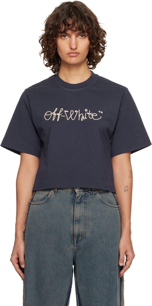Embroidered Script Logo Crop T-shirt