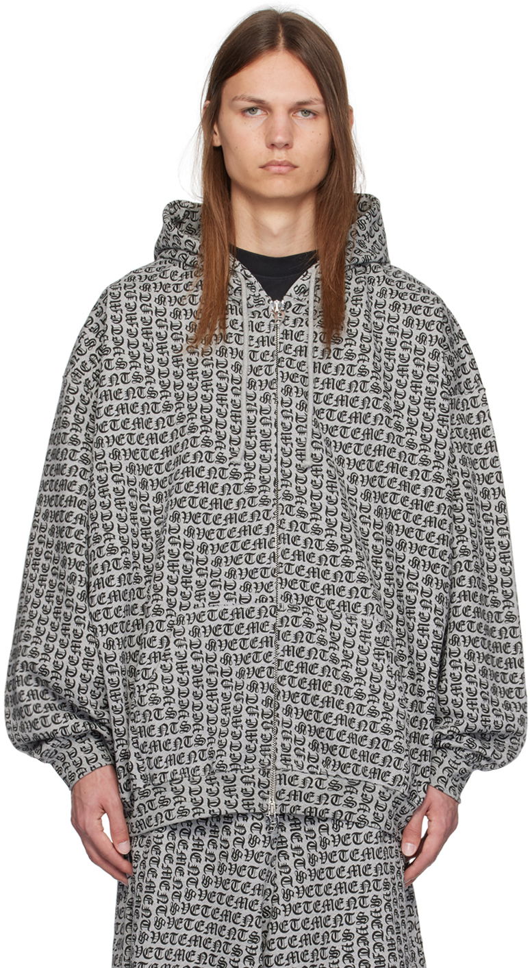 Суитчър VETEMENTS Gothic Monogram Hoodie Сиво | UA65HD150G