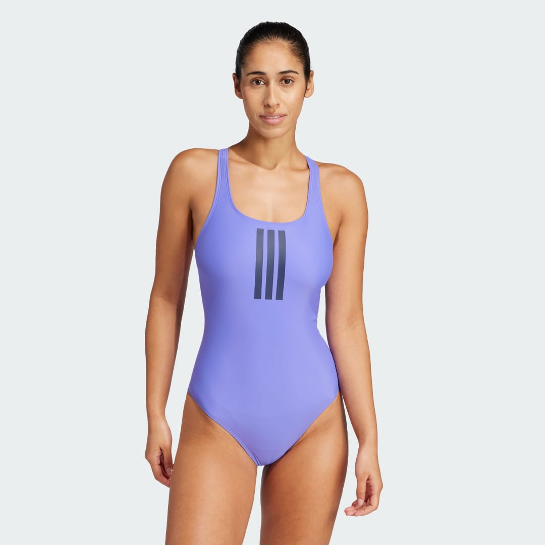 Бански adidas Performance 3-Stripes V-Back One Piece Swimsuit Лилаво | JG5816, 0