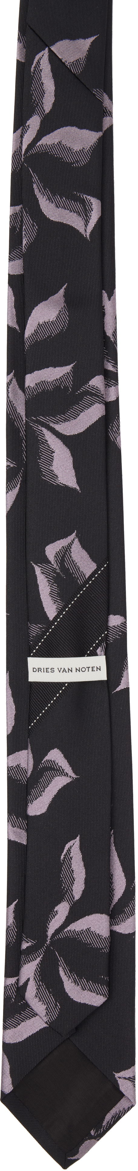 Колани Dries Van Noten Dries Van Noten 'Suminagashi Petals' Narrow Silk Tie Черно | 251-021600-1904, 1