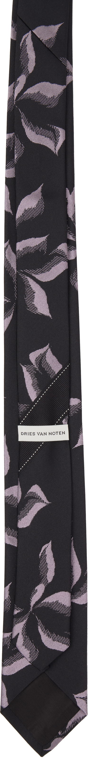 Колани Dries Van Noten Dries Van Noten 'Suminagashi Petals' Narrow Silk Tie Черно | 251-021600-1904, 1