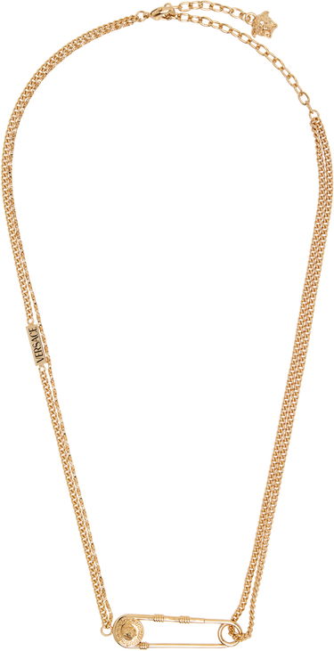 Колие Versace Versace Gold-Tone Double Chain Safety Pin Pendant Necklace Металик | 1020256_1A00620, 1