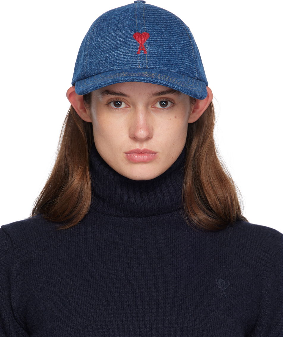 Шапка с козирка AMI Paris Blue Red de Cœur Cap Черно | UCP006.DE0031, 0