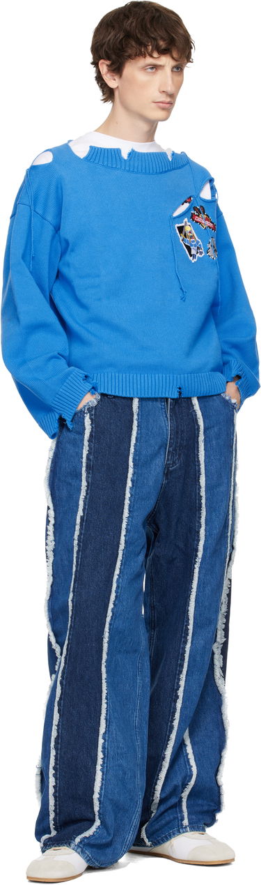 Пуловер Charles Jeffrey Loverboy Clash of Clans Edition Barbarian Patch Sweater Синьо | 054091601, 3
