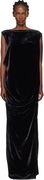 Rick Owens Concordians Nouveau Velvet Draped Sleeveless Maxi Dress