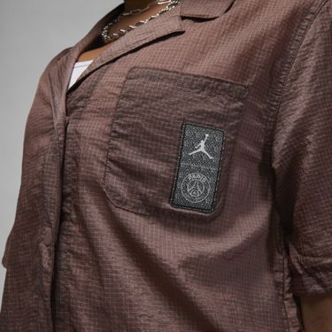 Риза Nike Paris Saint-Germain Women's Woven Short-Sleeve Shirt Кафяво | DN3467-291, 2