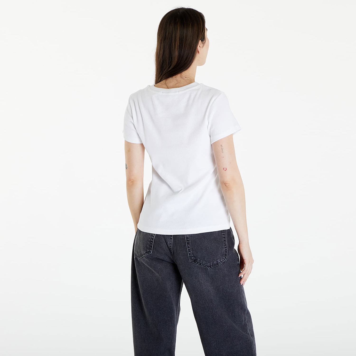 Тениска CALVIN KLEIN Woven Label Rib Slim Short Sleeve Tee Бяло | J20J223358 YAF, 1