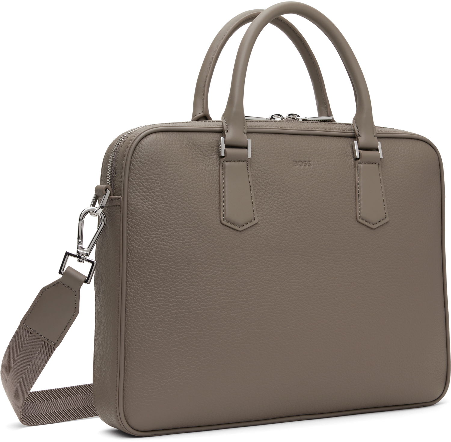 Чанта през рамо BOSS BOSS Grained Leather Briefcase Сиво | 50536146, 1