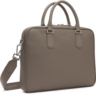 Чанта през рамо BOSS BOSS Grained Leather Briefcase Сиво | 50536146, 1