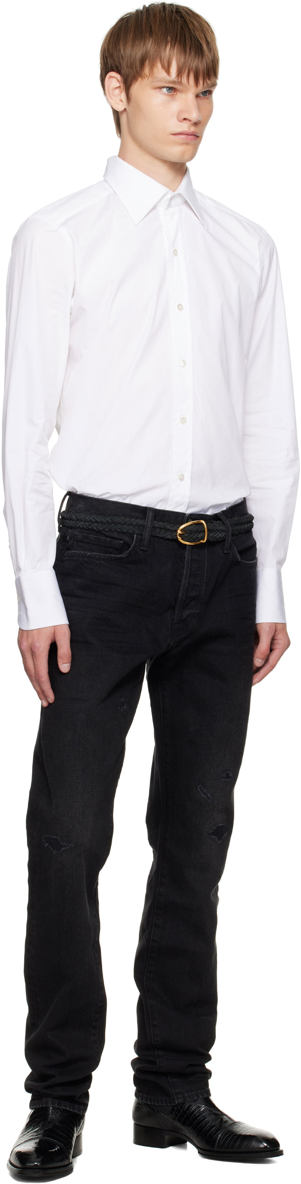 Колани Tom Ford TOM FORD Woven Suede Belt Черно | TB314-ICL095X, 1