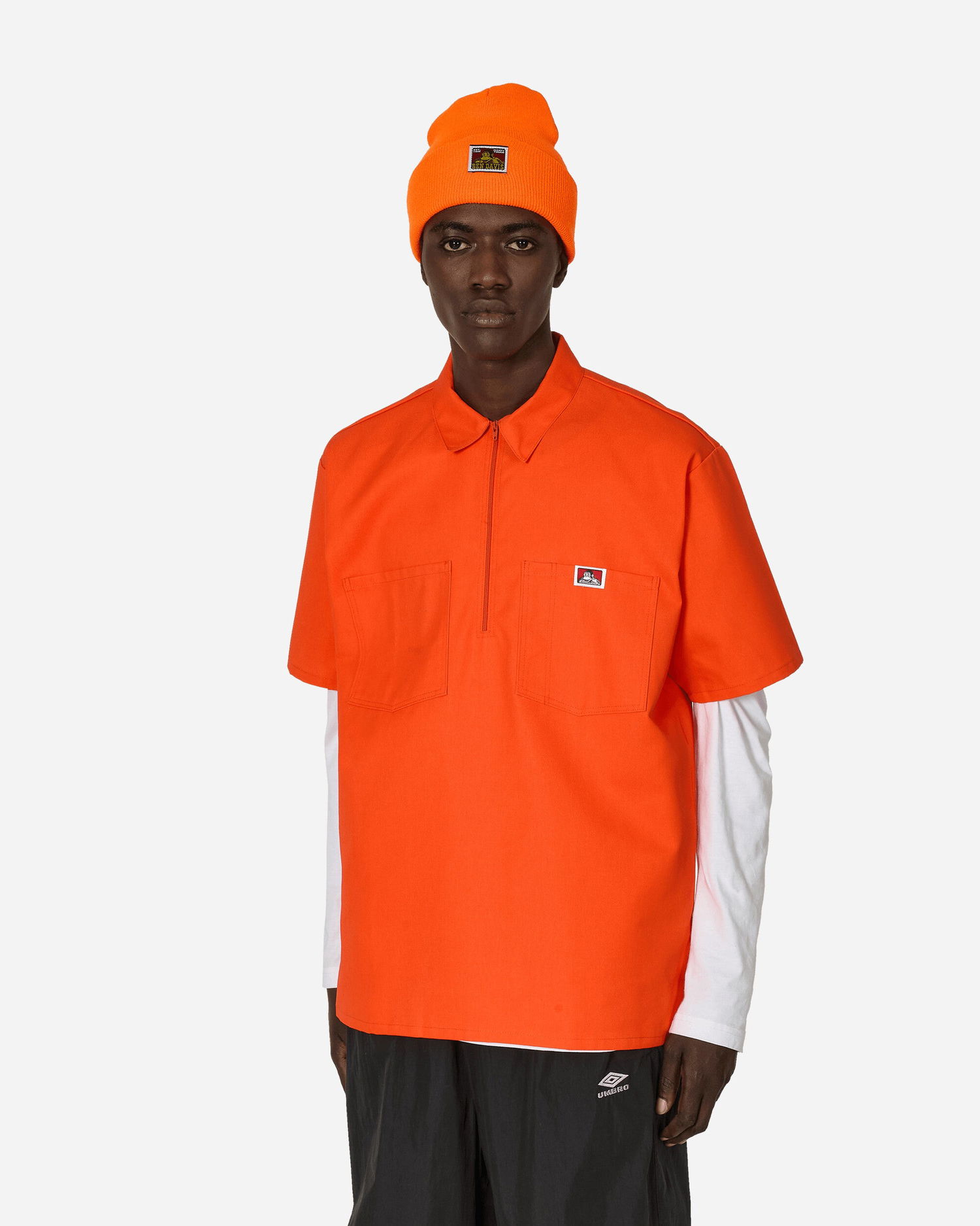 Шапка Ben Davis Men's Orange Half-Zip Short Sleeve Shirt Оранжево
 | BEN126 001, 0
