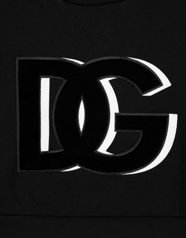 Суитчър Dolce & Gabbana Cropped Cotton Crewneck Sweatshirt with DG Logo Черно | F9P40ZHU7HVN0000, 3