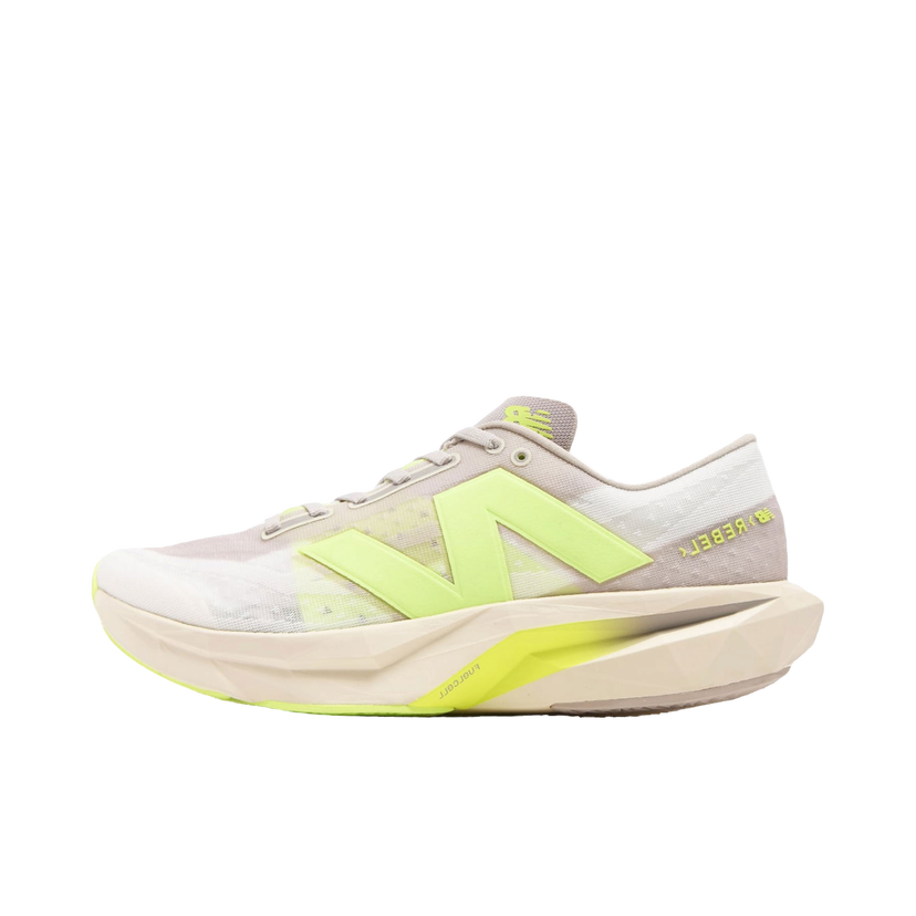 Бягане New Balance FuelCell Rebel v4 Moonrock Bleached Lime Glo Бяло | MFCXLUM