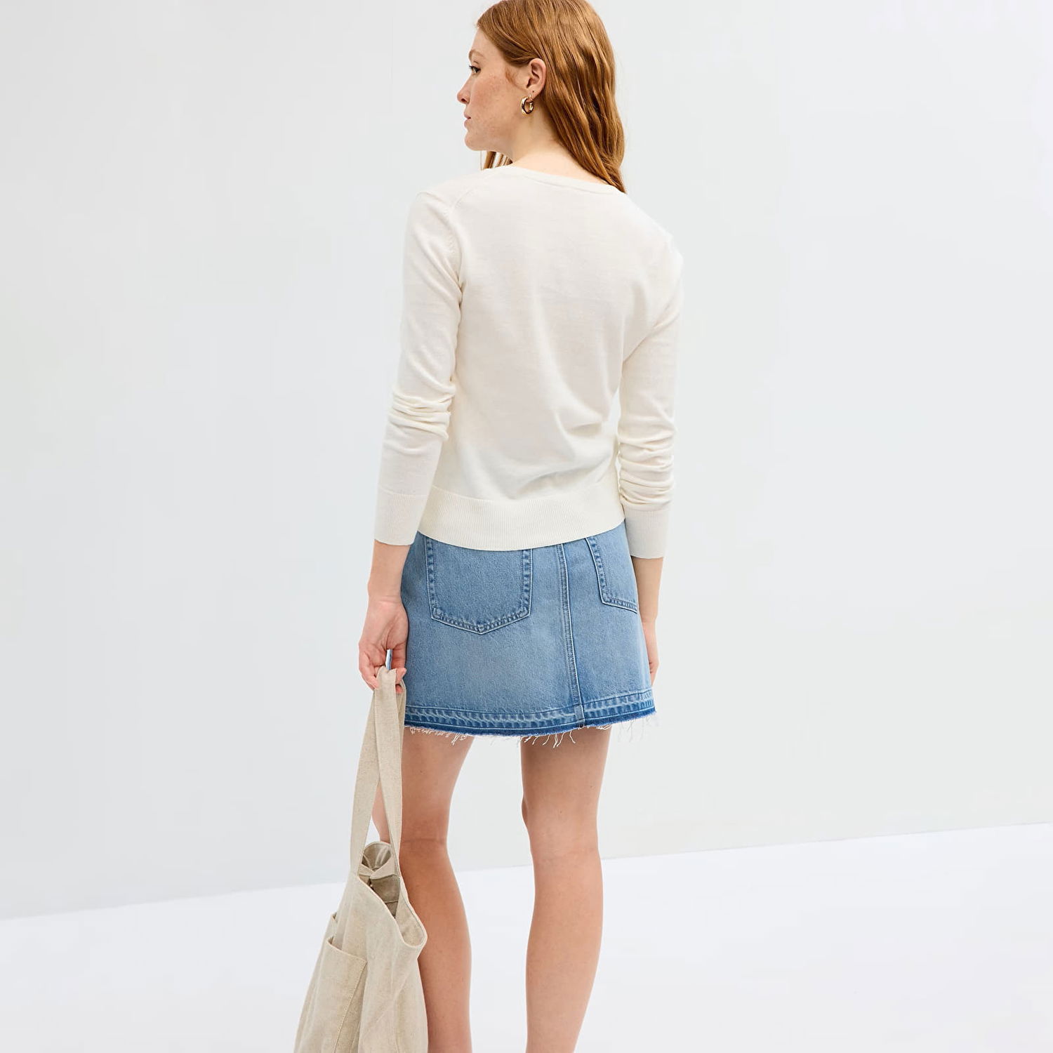 Пуловер GAP Crew Cardigan Snowflake Milk Бяло | 443176-04, 1