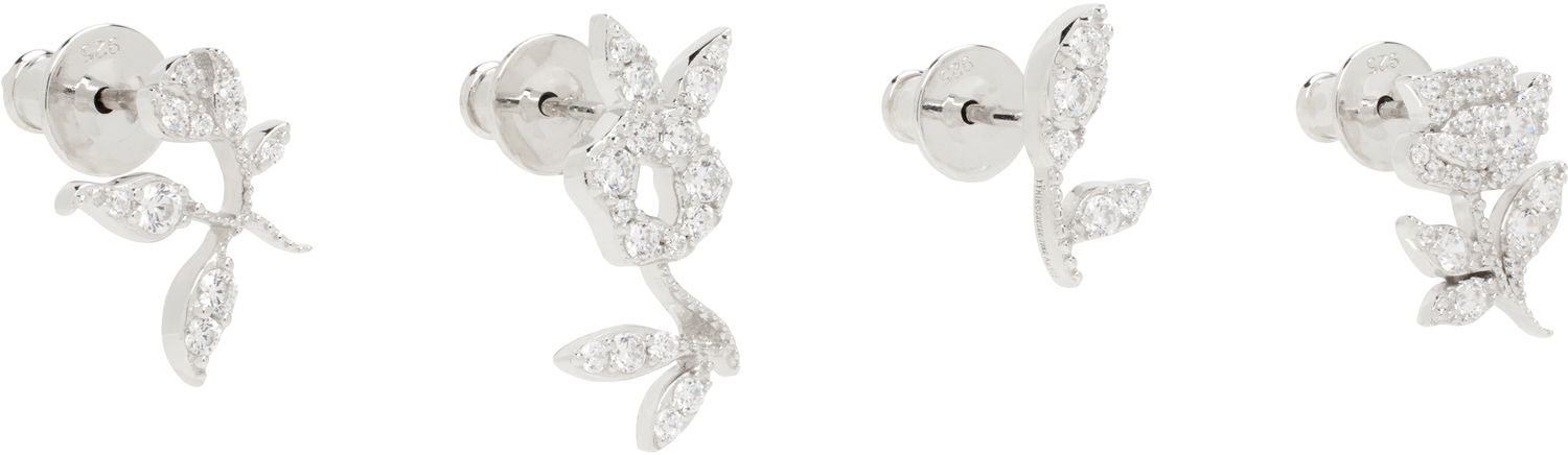 Обеци SHUSHU/TONG SHUSHU/TONG YVMIN Edition Floral Gemstone Earring Set Металик | 25632SLV00NN, 1