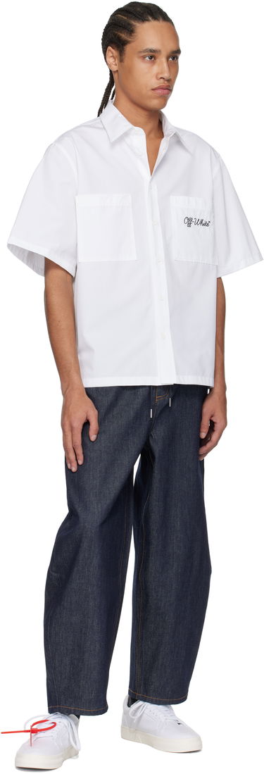 Риза Off-White Off-White Script Summer Shirt Бяло | OMGG002C99FAB0030110, 3