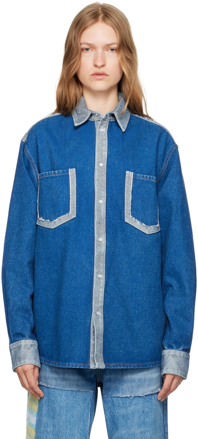 Риза Marni Two-Tone Denim Shirt Синьо | CAJD0601QS USCU83