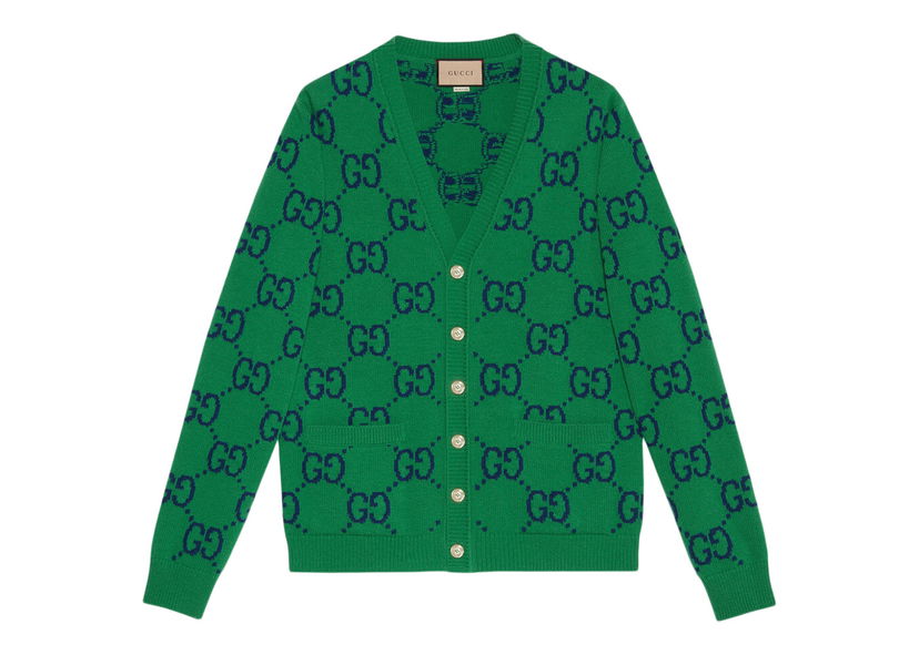 Пуловер Gucci GG Knit Cardigan Green/Blue Зелено | 674043 XKB3V 3129