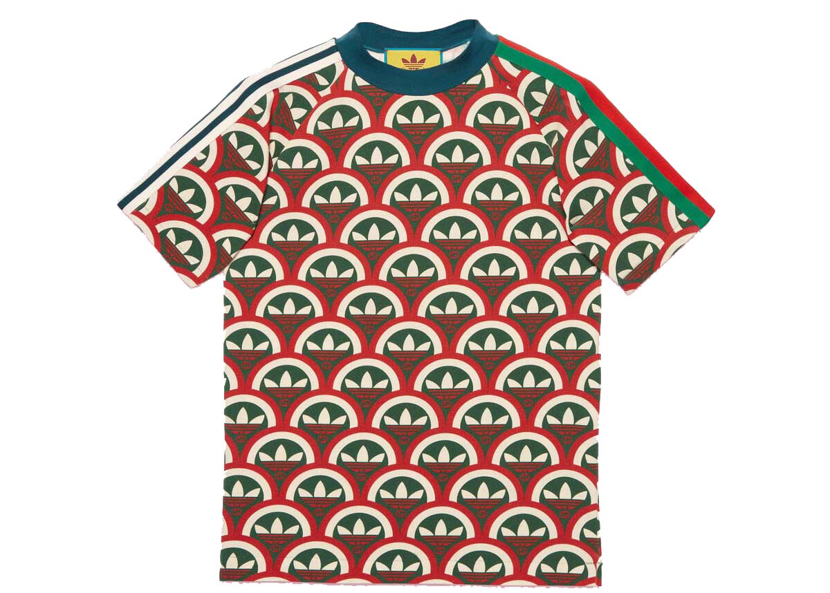 Тениска Gucci adidas x Trefoil Print T-Shirt Червено | 692114 XJEMK 6208, 0
