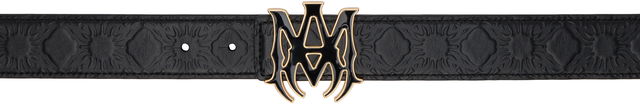 'MA' Quad Buckle Leather Belt