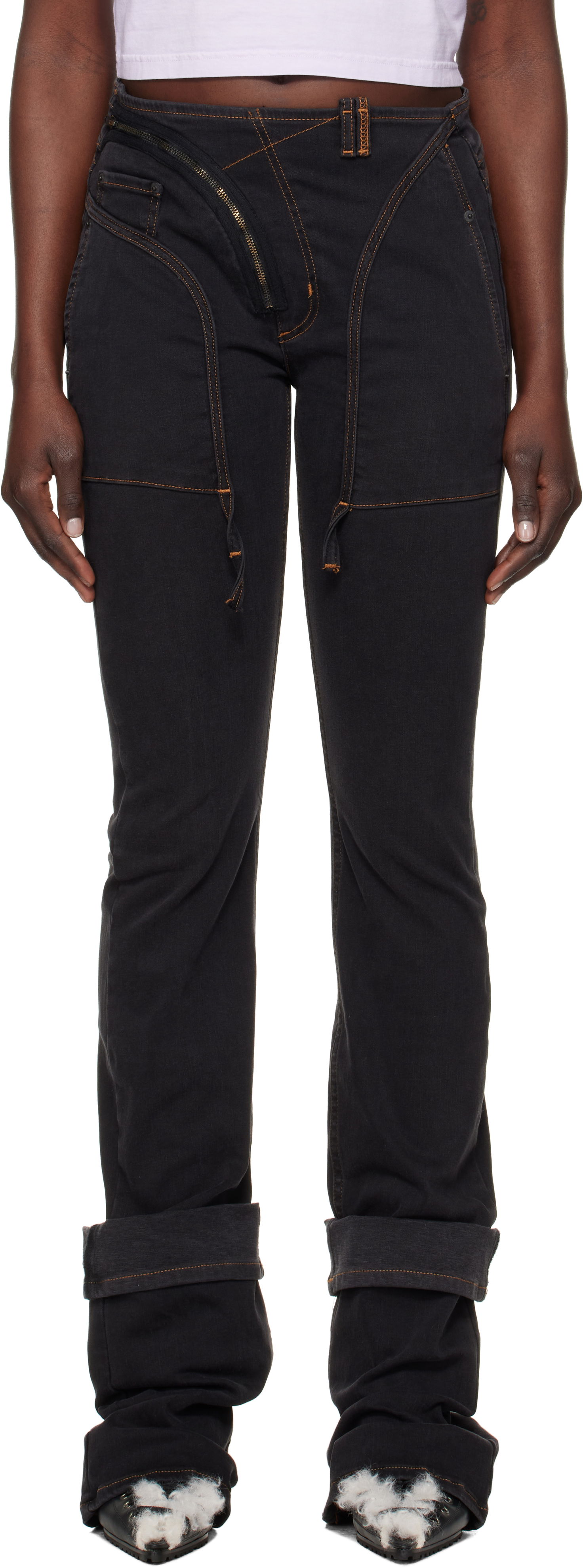 Дънки Ottolinger Ottolinger Open Back Denim Jeans Черно | 2217080211, 0