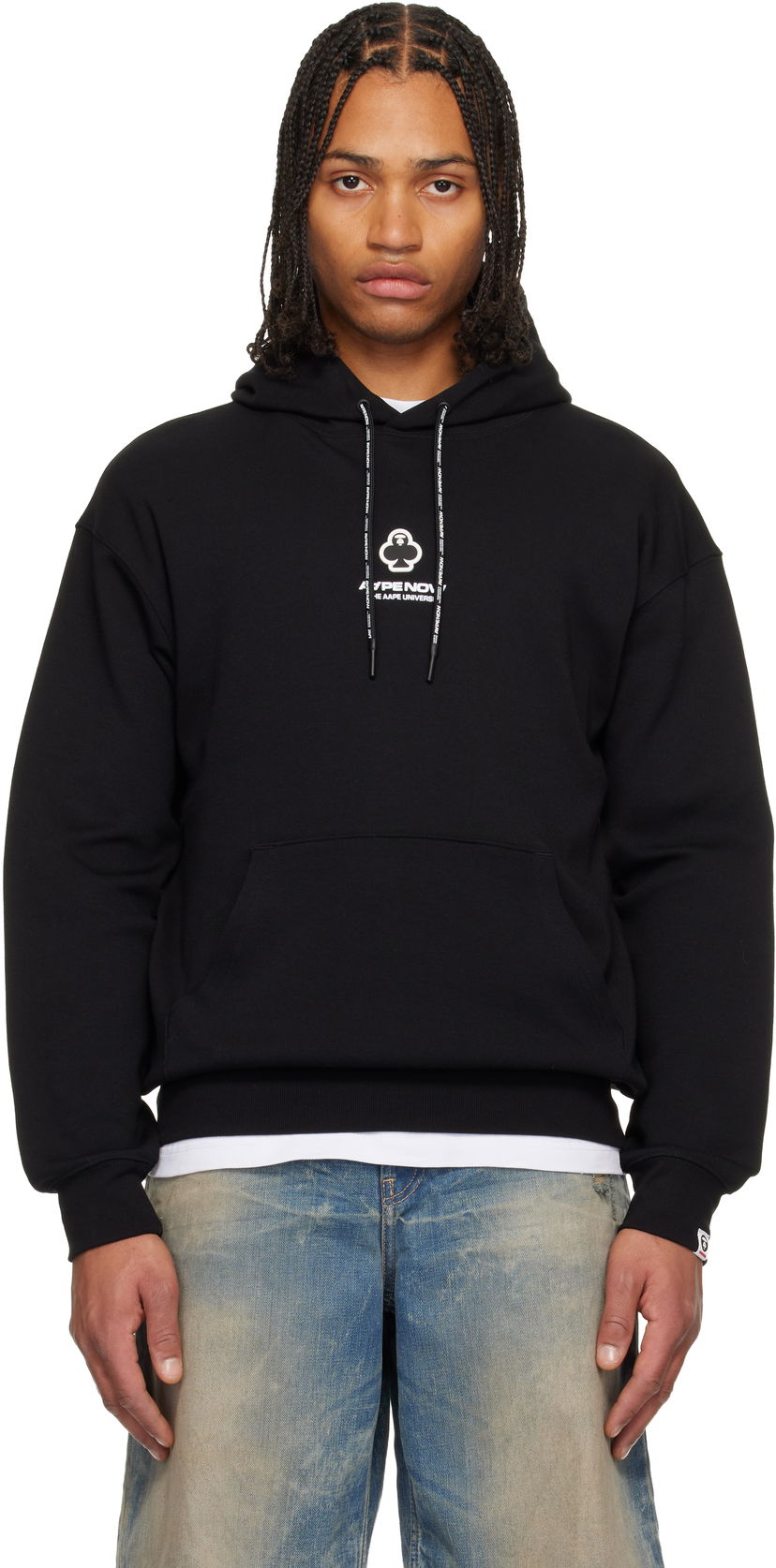 Суитчър AAPE by A Bathing Ape 'AAPENOW' Clover Moonface Hoodie Черно | AAPSWMC351XXPBKX