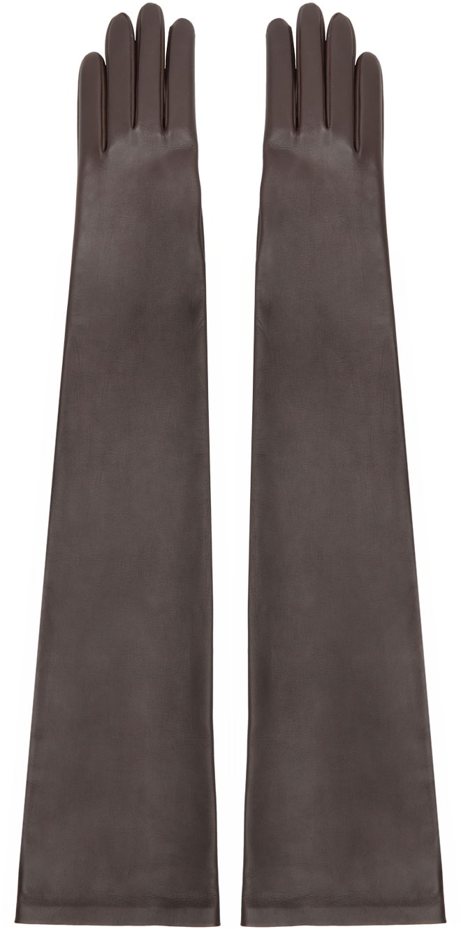 Ръкавици The Row Long Leather Gloves Кафяво | 7349-P52, 0