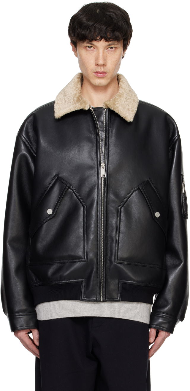 Faux-Leather Bomber Jacket