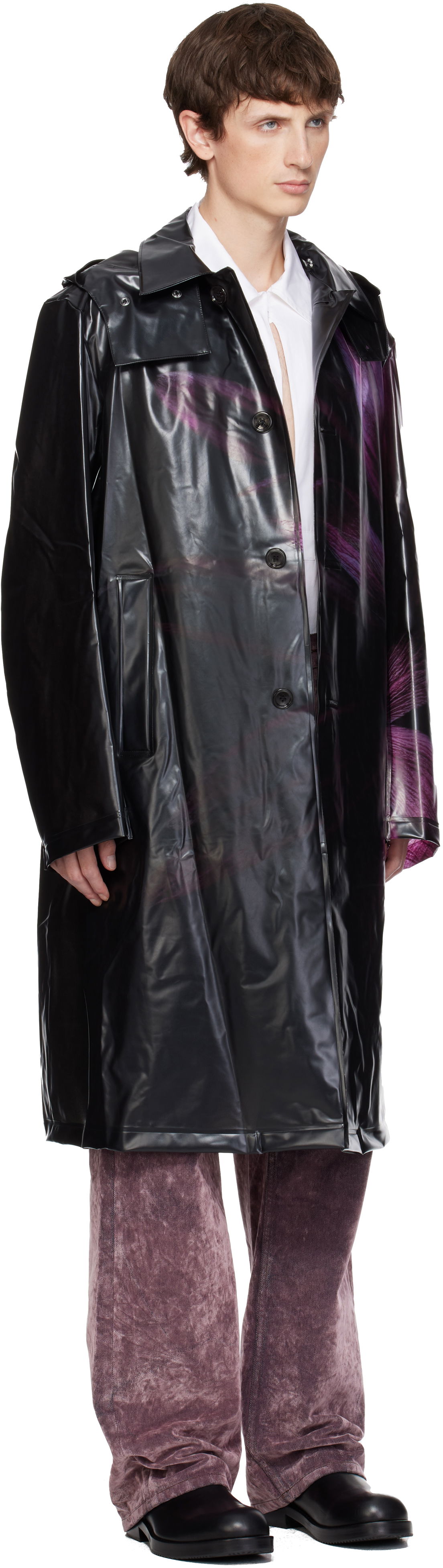 Дъждобран Dries Van Noten Dries Van Noten Loose Fit Mac Raincoat with Purple Abstract Print Многоцветен | 252-020251-2095, 1