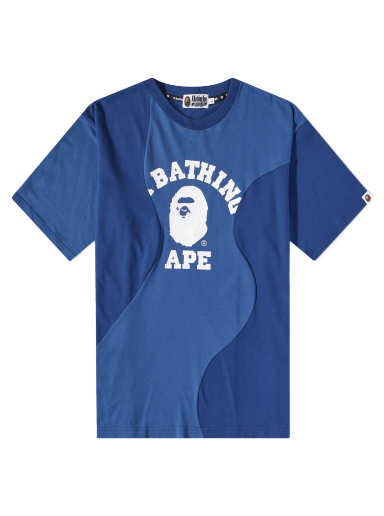 Тениска BAPE Cutting College Relaxed Fit T-Shirt Navy Синьо | 001CSJ301011M-NVY