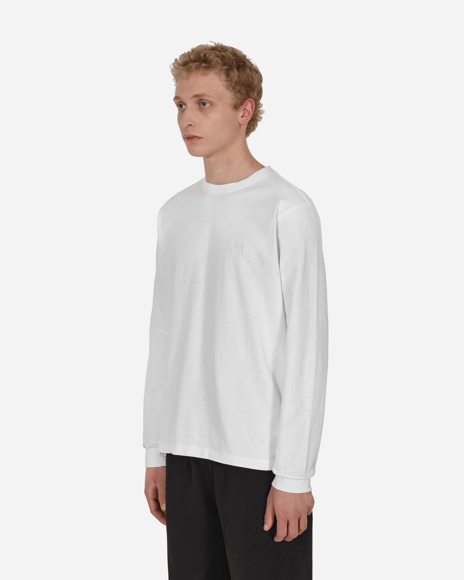 Тениска Stüssy Stock Logo Longsleeve T-Shirt Бяло | 1140242 WHIT, 1