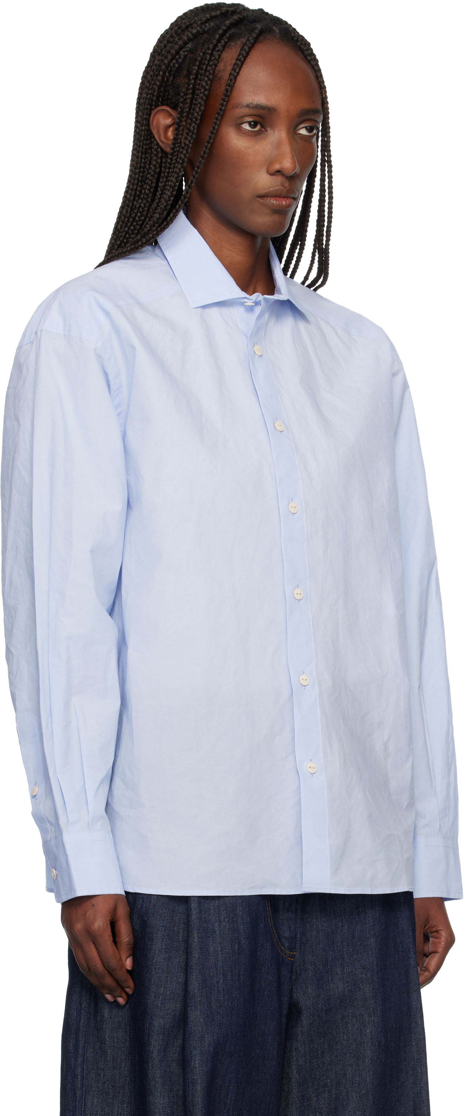 Риза Baserange Claude Long Sleeve Button-Up Shirt Синьо | TSCL-OCP-AU25, 1